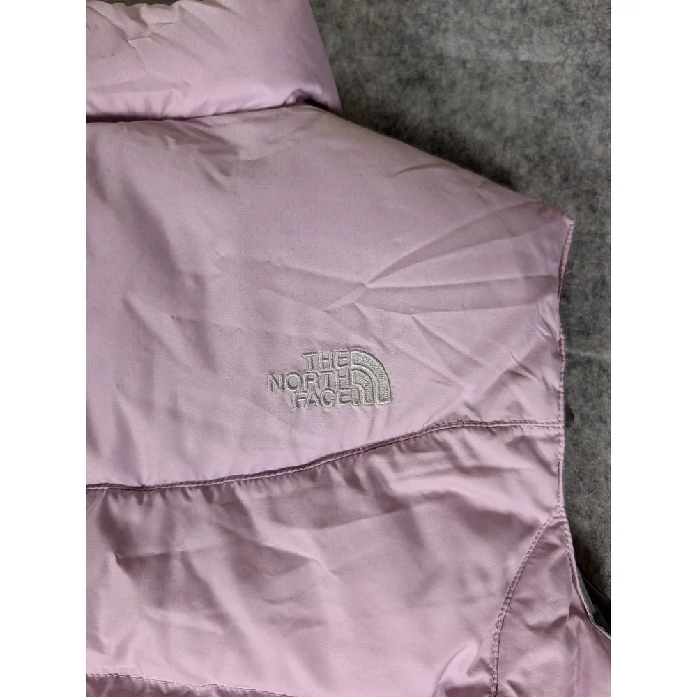 The North Face 550 Pink Puffer Vest Girls‎ M Lightweight Insulated Full Zip